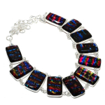 Dichroic Glass Handmade 925 Sterling Silver Jewelry Necklace 18 s2o16