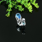Swiss Blue Topaz Handmade 925 Sterling Silver Jewelry Ring Size 7 a1c09