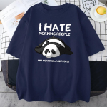 Laisk Panda Ma vihkan hommikusi inimesi Multikad Meeste riided Vabaaja matemaatika puuvillased T-s&auml;rgid Suured, hingavad meeste l&uuml;hikesed varrukad 4XL