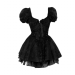 Gooti gooti stiilis Harajuku sidemega kleit Seksikas &otilde;lgadest vaba pitsist v&otilde;rkkangast mini-l&uuml;hikleidid Elegantsed suvekomplektid S must