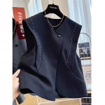 Varrukateta kampsun Naiste vestid Ropa Mujer Vintage Korea vest Kontori daami tanktopid XXL must
