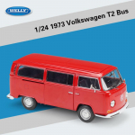 1/24 Scale Welly Volkswagen T2 Bussi sulamist automudel Survevalu metallist m&auml;nguasjas&otilde;idukid Automudel K&otilde;rge simulatsioonikollektsioon Laste kingitused 1/24- 18.3x7.9x7.2cm punane