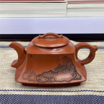 300ml Autentne Yixingi Lilla Savist Teekann K&auml;sitsi Valmistatud Ruudukujuline Dharma Pott Toormaak Draakoni Vere Liiv Mudu Teekann Hiina Zisha Teekomplekt