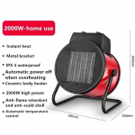 2000W/3000W Keraamiline ventilaatorsoojendi T&ouml;&ouml;stuslik Kaasaskantav Keraamiline Ruumik&uuml;ttekeha &Otilde;hkk&uuml;te Pemanas kipas seramik 2000W RED