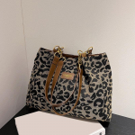 Uus Mood Mitmek&uuml;lgne Leopardimustriga &Otilde;lakott Naiste Kott K&otilde;rge Tekstuur Suure Mahutavusega Ostukott 35x12x28cm must