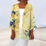 Naiste vabaaja mood tr&uuml;kitud kerge keskmise pikkusega jope kardigan XXXXL