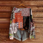 Naiste moe pikkade varrukatega j&otilde;ululumememm, lumehelvestega tr&uuml;kiga jope kardigan L oranž