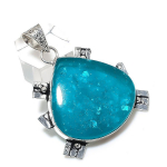Natural Blue Amber Gemstone 925 Sterling Silver Jewelry Pendant 1.89 l9f79
