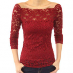 Naiste topid as&uuml;mmeetrilise kraega pikkade varrukatega pitspluus &otilde;&otilde;nes pitsiga &uuml;hendatud &uuml;hev&auml;rvilised slim fit tikandiga pitsist lilledega topid XL