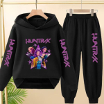 Laste Ilus T&uuml;druk Anime Deemonik&uuml;tid Poisid T&uuml;drukud V&auml;ikelaps Spordi Top+P&uuml;ksid Kaheosaline Kapuutsiga Dressipluusikomplekt 120 black