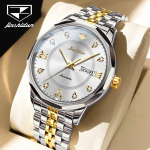 JINSHIDUN Uus &Auml;ri- ja Vabaaja Meeste K&auml;ekell Elegantne &Auml;ri Topeltkalendriga Mehaaniline Kell Veekindel &Auml;rimeeste K&auml;ekell