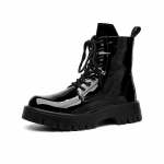 Meeste Saapad Kvaliteetsest Lakknahast K&otilde;rge S&auml;&auml;rega Saapad Paelad Platvormiga Saapad Karvased Soojad Talvesaapad Mootorratta Ankle Boot 38
