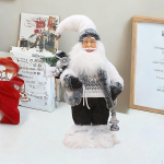 12.6 inch Standing Santa Claus Doll Christmas Decoration for Tabletop and Mantel Display Lightweight White Coat