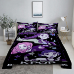 K-Pop D-Deemonik&uuml;tid 3D Digitaalne Lamevoodipesukomplekt Tr&uuml;kitud Magamistoa Voodilina Padjap&uuml;&uuml;r Voodipesukomplekt Kodu Kaunistamiseks 200X230cm(3Pcs)