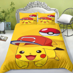 Multikas tekikott lastele, Pikachu anime tekk, Kuninglik suurus tekk, Kuninganna, A-klass, 3D magamistoa voodipesu 135x200cm