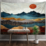 M&auml;ed ja j&otilde;ed loominguline maalitud seinavaip seinakaunistus retro boheemlaslik stiil lihtne kodu sisustus taustakangas 400x220cm