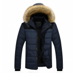 Talvised Mehed Soe puuvillane jakk Mantlid Karusnahast krae kapuutsiga Parka sulejoped Pealisriided Paks meessoost mantel Villane voodermantel 6XL tumesinine v&auml;rv