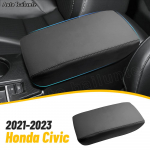 Auto k&auml;etugede kasti kate, must nahast keskkonsooli s&auml;&auml;stukate Honda Civicu 11. p&otilde;lvkonna 2022 2023 sedaani jaoks -2023