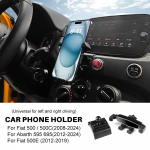 Fiat 500 08-24 Abarth 595 2012-2024 jaoks Auto telefoni hoidik Gravitatsiooniline alus iPhone'i, Samsungi jaoks Kinnitus L&ouml;&ouml;gikindel klamber Nutitelefoni alus Abarth 595 2012-2023