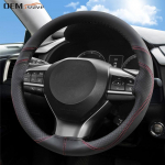 Microfiber Leather DIY Car Steering Wheel Cover Breathable Anti-slip 38cm 15inch w/ Needle Thread Interior Accessories
