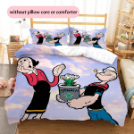 Popeye the Sailor Man Muster Voodipesu Tekikott Komplekt Kodu Kaunistus Kingitus (1 * tekikott + 2 * padjap&uuml;&uuml;ri ilma s&uuml;damikuta) 135x200cm