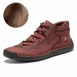 K&auml;sitsi &otilde;mmeldud nahast meeste saapad S&uuml;gistalvised vabaaja l&otilde;hestatud nahast kingad Meeste poolsaapad 48 punane