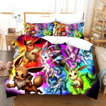 Pokemon Voodipesu Komplekt Multikas Anime Laste Magamistuba Tekk Poiss T&uuml;druk Voodipesu &Uuml;hene Kahene Kuninglik Pikachu Tekikate Kingitus AU Single(140*210cm)3pcs