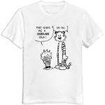 Flycro meeste Calvin ja Hobbes l&uuml;hikeste varrukatega klassikaline T-s&auml;rk S valge