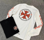 Unisex Ameerika stiilis ristisanskriti prindiga pikkade varrukatega topp Large valge