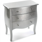 Commode - VERSA - CAGLIARI - 3 tiroirs - Gris - Feuilles d'argent