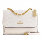 Coach Klare 22 Logoga V&auml;rviplokkide Disain Signatuuriga Kaetud L&otilde;uendist Crossbody &Otilde;lakott V&auml;ikesed Naiste kotid Valge Beež CAL29-IMXU5 Basic Set (Bag+Dust Bag)