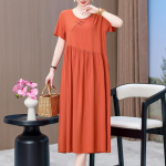 Elegantsed kleidid naistele pluss suuruses lahtine vabaaja vintage mustriga pikk varrukatega kleit suveks keskealistele naistele 5XL red