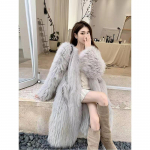 Uus soe rebase karusnaha imitatsiooniga mantel, keskmine ja pikk naiste 2024. aasta kuulsuse kasukas S 85-55 kg