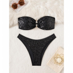 Litrid S&auml;delevad Bling Bandeau Bikini Naiste Ujumisriided Naiste Ujumisriided Kaheosalised Bikiinikomplekt Brasiilia P&auml;evitaja Ujumiskost&uuml;&uuml;m Ujumis L must