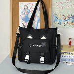 Preppy stiilis Carto Kitten Crossbody kott Tolmukindel Kerge Kass &otilde;lakott Suure mahutavusega Korea stiilis &Otilde;pilaste koolikott must