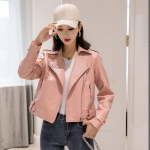 Moodne ja trendikas naiste l&uuml;hike mootorratturi jope Slim Fit mantliga S roosa