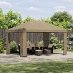 Paviljon 4 x 3 m Beež Pol&uuml;ester ja Teras 190 gsm