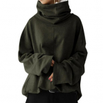 Naiste dressipluus &uuml;hev&auml;rviline paks s&uuml;gis-talvine patchwork k&otilde;rge kaelusega pullover peoks 3XL roheline