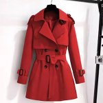 Naiste Kevad S&uuml;gis Joped Mantlid Daami Tuulejoped Kahe Rinnaga Streetwear Trench &Uuml;ler&otilde;ivad L punane