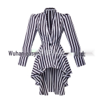 Naiste Klassikaline Steampunk Retro Pikk Triibuline Jakk-Keep XL white