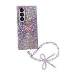 Kivistatud liblikaga telefoni&uuml;mbris Samsung Galaxy Z Fold 7 5G jaoks, k&auml;epael, PC-&uuml;mbrise kaitse, Fold7 tagakaas For Galaxy Z Fold 7 lilla