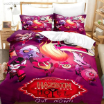 Moodne Multifilmi Hazbin Hotel Voodipesu Komplekt Tekikoti Komplekt Padjap&uuml;&uuml;ridega &Uuml;heinimese T&auml;iskasvanu Suuruse Queen King Voodipesu Kodu Tekstiil 135x200cm purple
