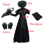 Halloweeni katkupatsient Cosplay Kapuutsiga R&uuml;&uuml; Keskaegne Steampunk Preester V&otilde;lur Mantel Keep Pika Ninanokaga Nahkmaskidega M black