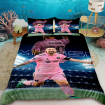 Tekikate Lionel Messi Jalgpalli Superstaar Voodipesukomplekt Tr&uuml;kitud Tekikate Voodipesukomplekt Pehme Kuninglik T&auml;issuuruses Voodipesukomplekt Poisile 140*200cm/55x79in Single/Twin 3pcs