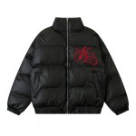 Meeste suur talvine puhvisjakk eemaldatava kunstkarvakraega tikitud streetwear-stiilis XL black