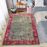 Boho Roheline Roosa Tr&uuml;kiga Vaip Retro Pehme Suur Libisemiskindel Elutoavaip Pestav Tuba Vaip Vintage Lilleline P&otilde;randamatt Magamistoa jaoks 80x120cm