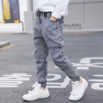 Laste Beebi Poiste Riided Teksad Mood P&uuml;ksid Denim P&uuml;ksid 5-11 Aastat Lasteriided Riided V&auml;ikelapse Alaosad 150 hall