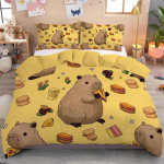 Kapibaara voodipesu lastele Tekikate &uuml;hekohaline lukuga Pehme h&uuml;poallergeenne mikrokiud Tekikate komplekt ja padjap&uuml;&uuml;rid AU Single 140*210cm/55x83in 3pcs