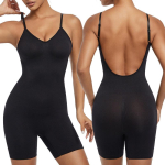Naiste Tummy Control Shapewear Bodysuits Seksikas V-kaelusega madal seljatugi U sukelduv trikoo Tr&uuml;kip&uuml;ksid Taljetreening T&auml;iskeha kujundav salendav aluspesu Romperi XXXL brown
