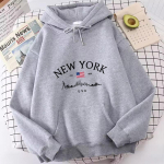 NEW YORK T&auml;hetr&uuml;kiga Hupparid Kevad S&uuml;gis Talv Vabaaja Hupparid Dressipluusid Mehed Naised Trendikas Esteetiline Topp L gray